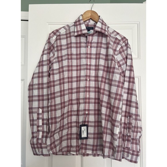 Peter Millar Flex Finish Button Down Plaid Shirt Size Medium NWT